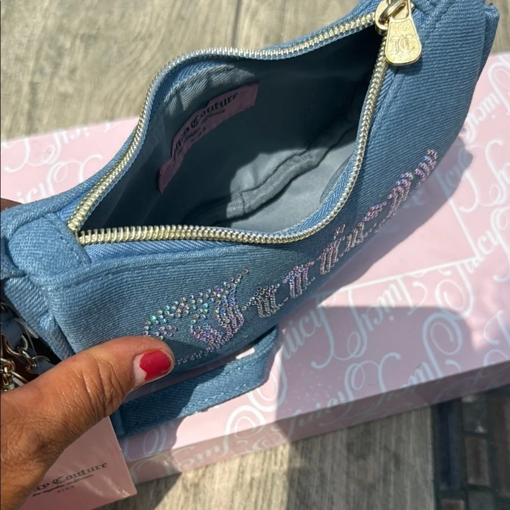 Juicy Couture Blue Shoulder Bag with Gold Chain